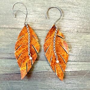 Made in Montana Leather Leaf Earrings